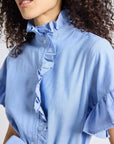 MILLE Clothing Victoria Dress in Blue Oxford