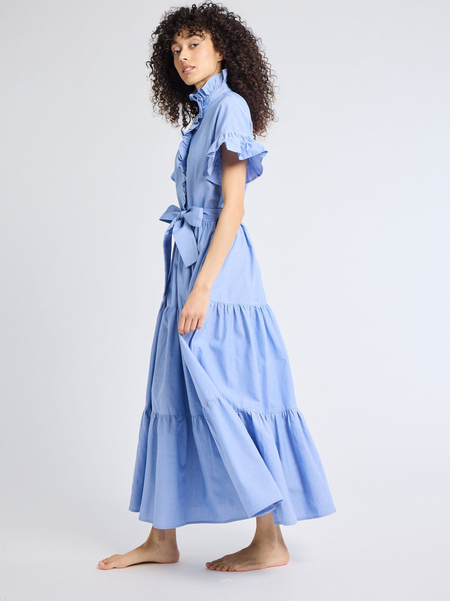 MILLE Clothing Victoria Dress in Blue Oxford