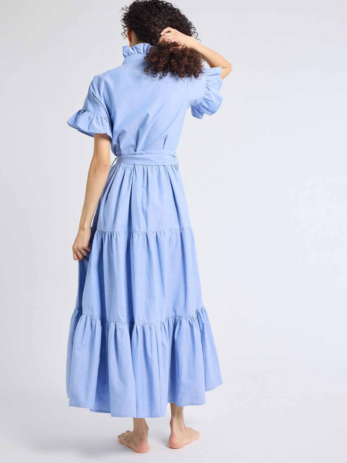 Victoria Dress in Blue Oxford — The cut