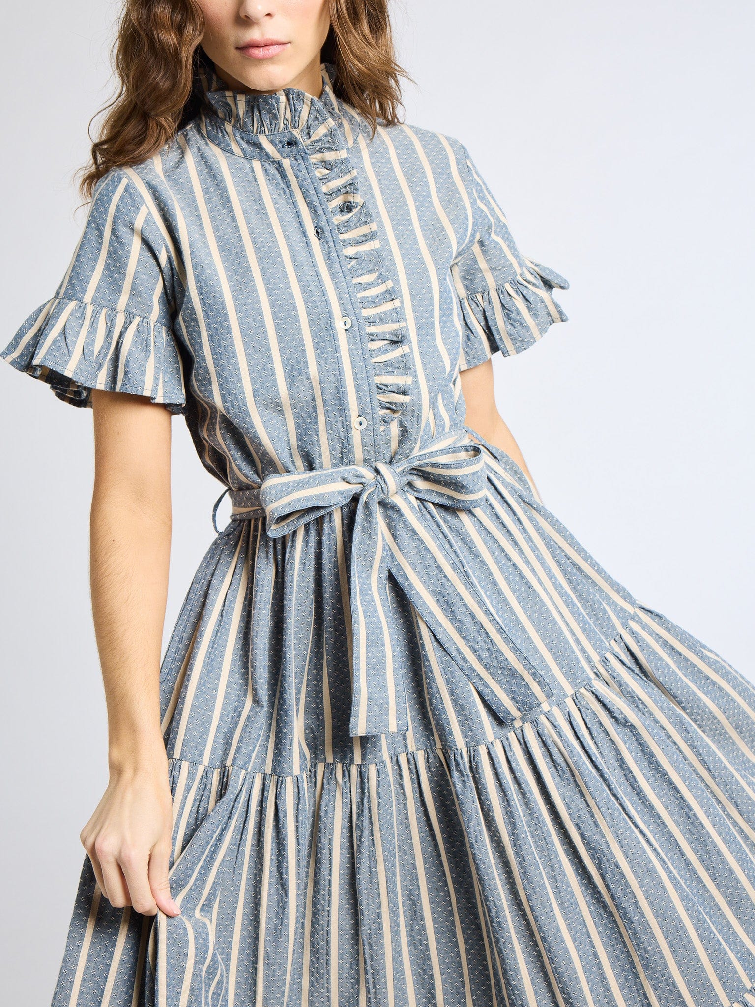 Victoria Dress in Chambray Stripe – MILLE