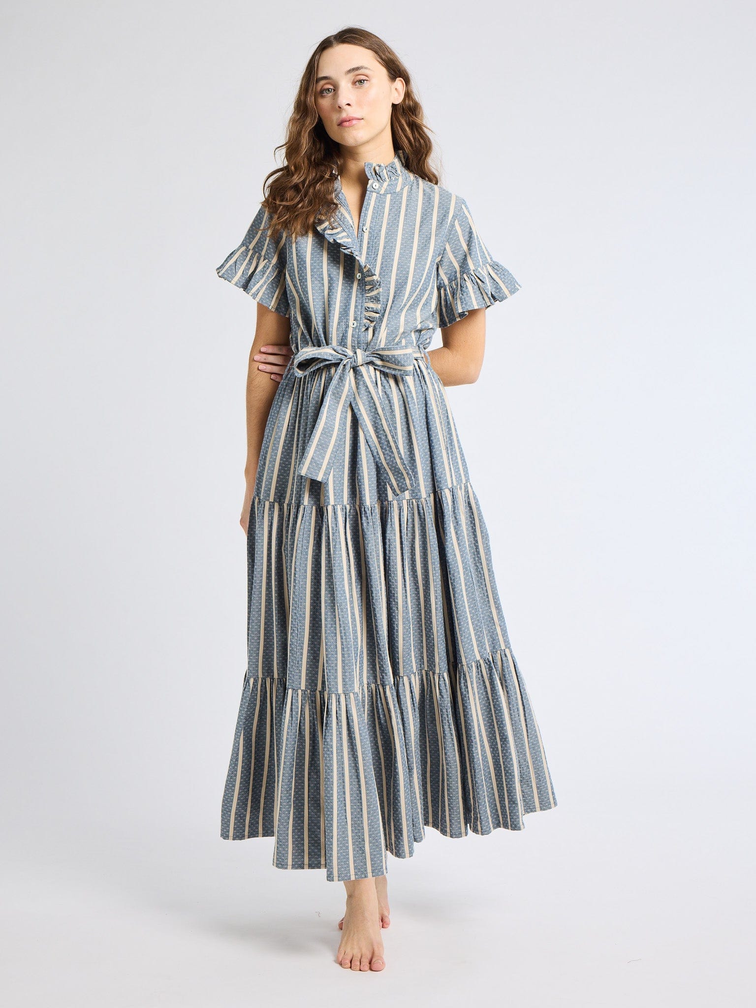 Victoria Dress in Chambray Stripe – MILLE