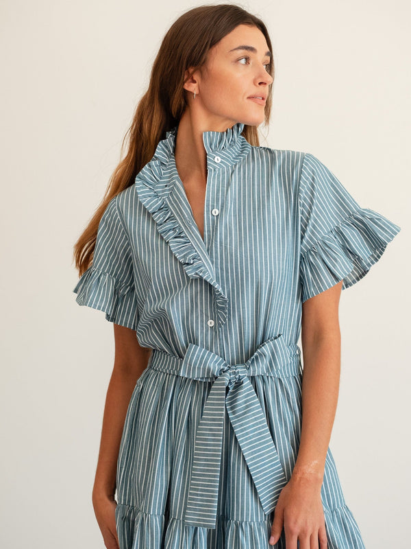 Victoria Dress in Forest Stripe — view 5