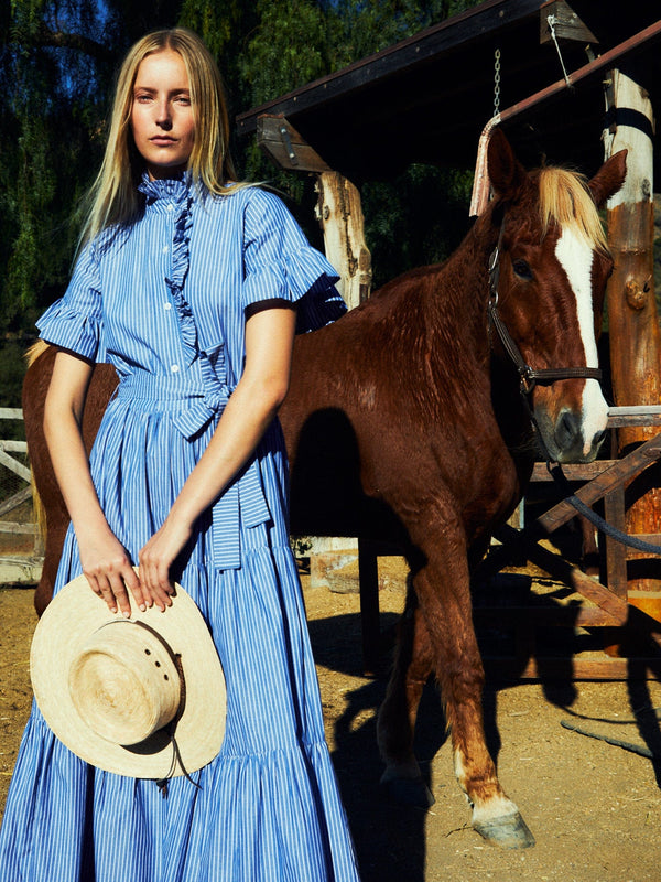 Victoria Dress in Harbor Stripe — view 5