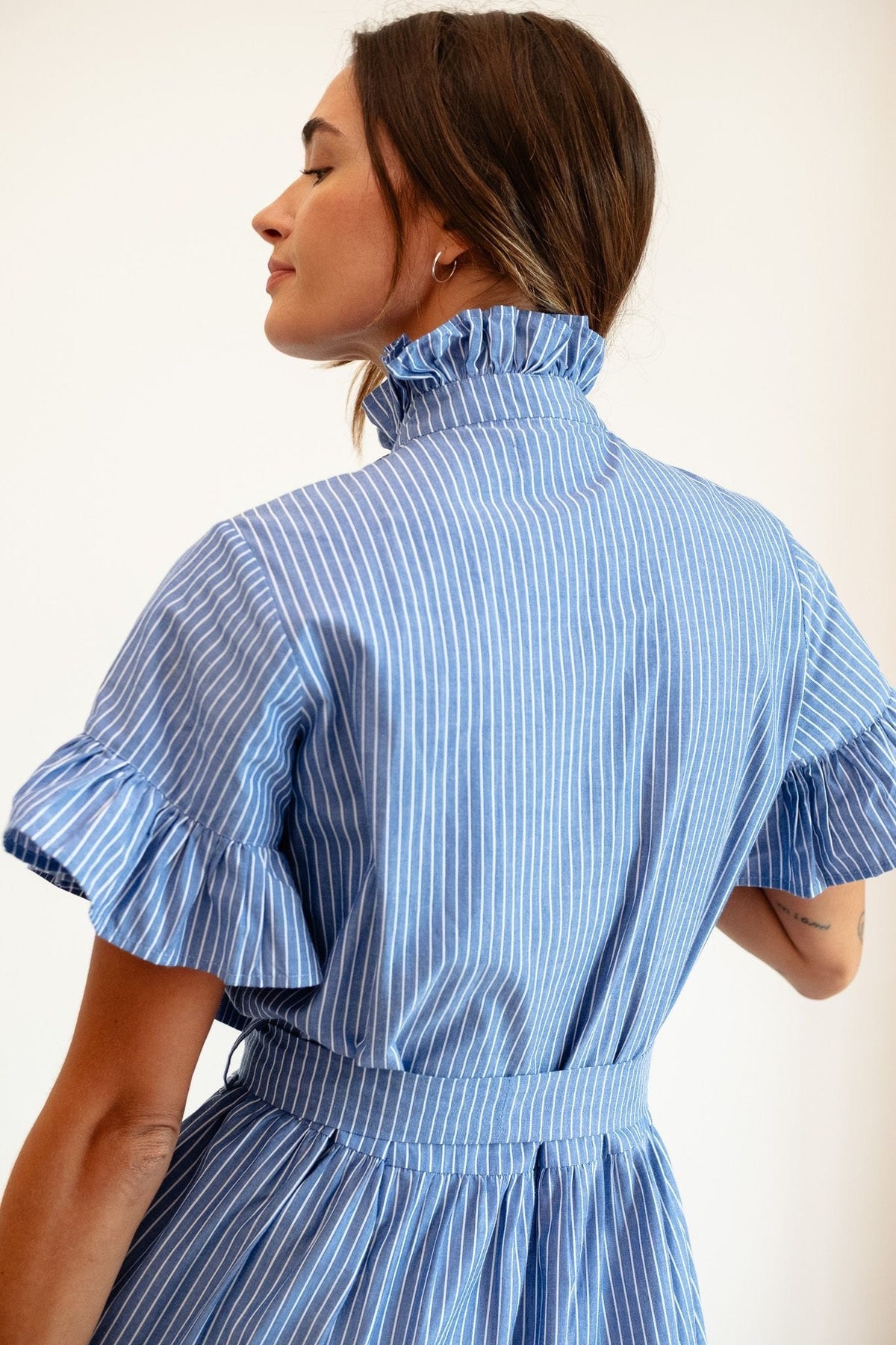 Victoria Dress in Harbor Stripe — The cut