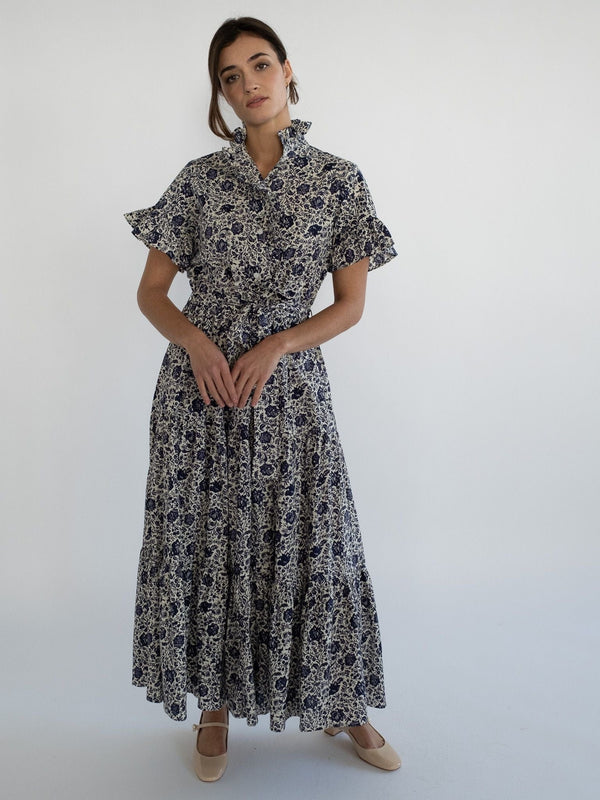 Victoria Dress in Indigo Floral — view 6