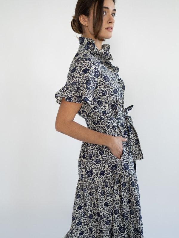 Victoria Dress in Indigo Floral — view 4