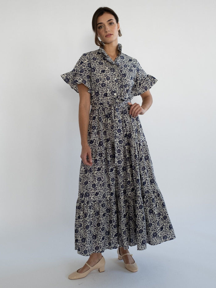 Victoria Dress in Indigo Floral