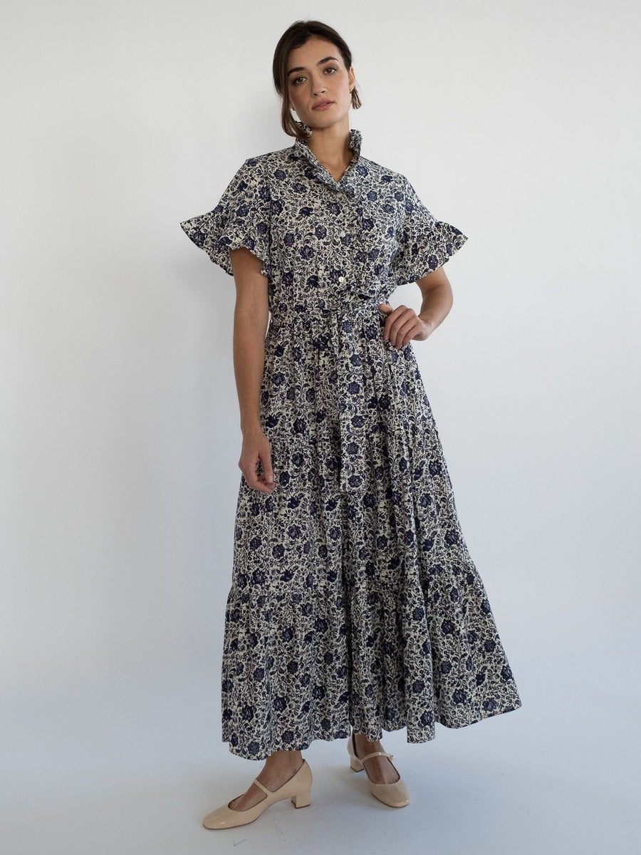 Victoria Dress in Indigo Floral