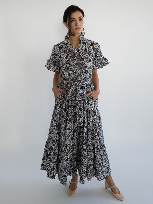 Victoria Dress in Indigo Floral — view 7