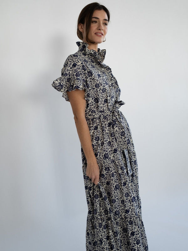 Victoria Dress in Indigo Floral — view 8