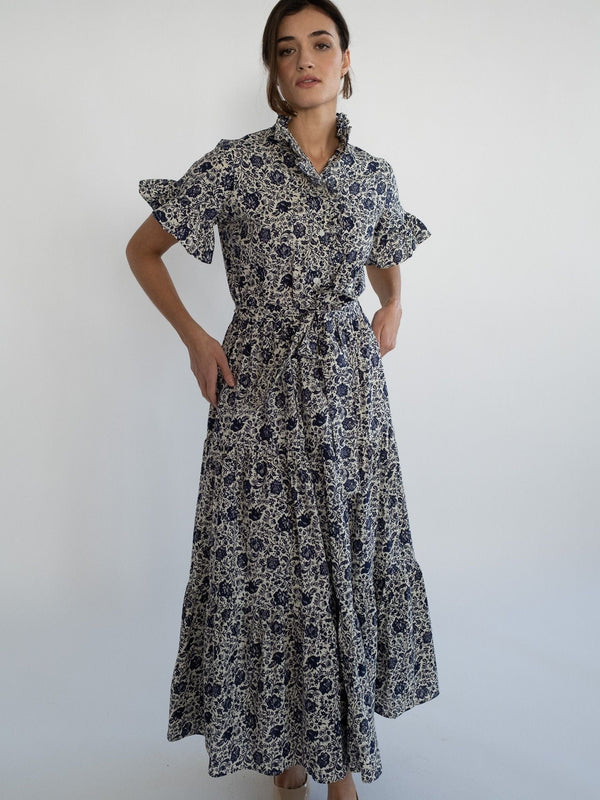 Victoria Dress in Indigo Floral — view 9