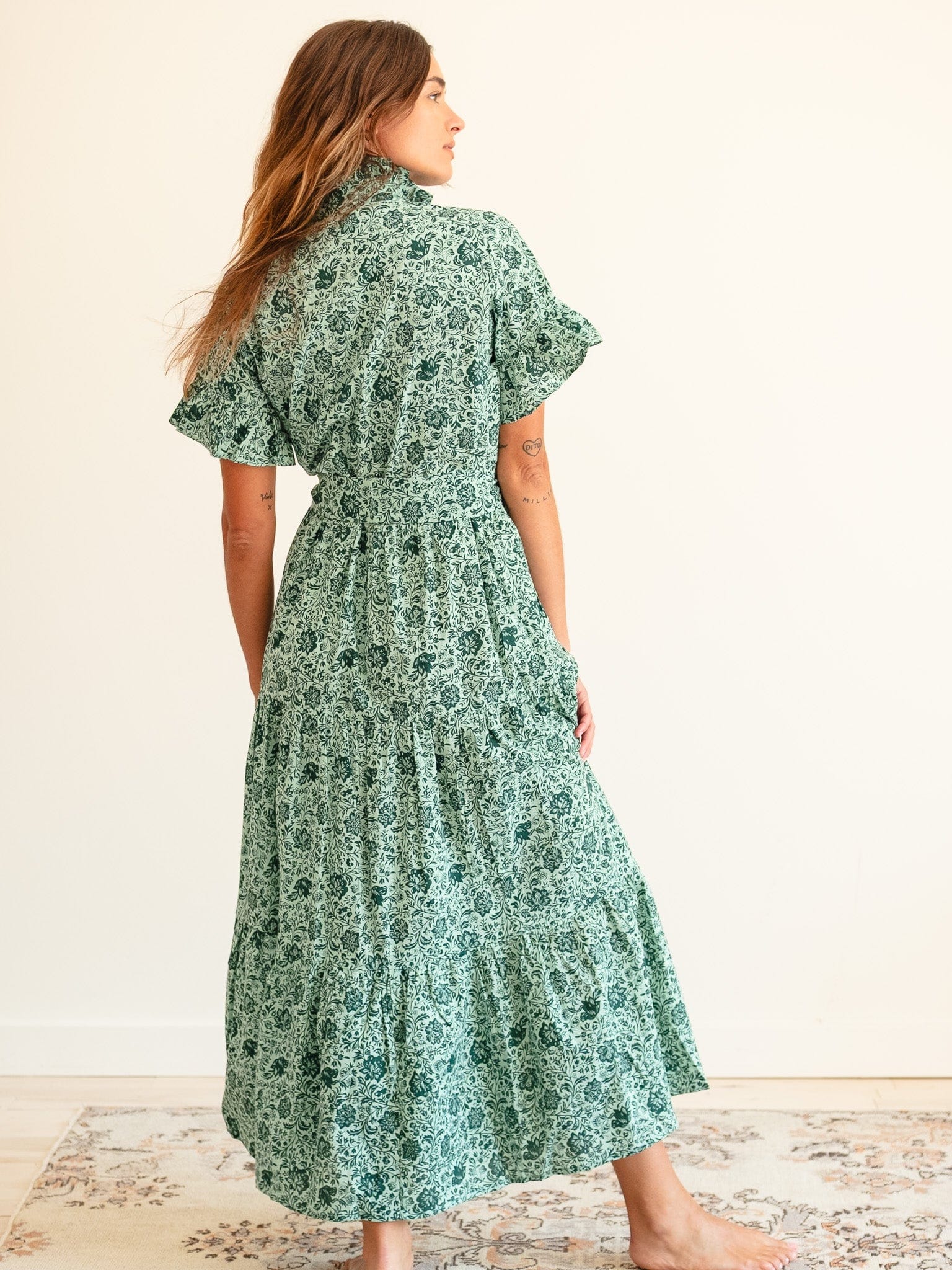 MILLE Clothing Victoria Dress in Jade Floral