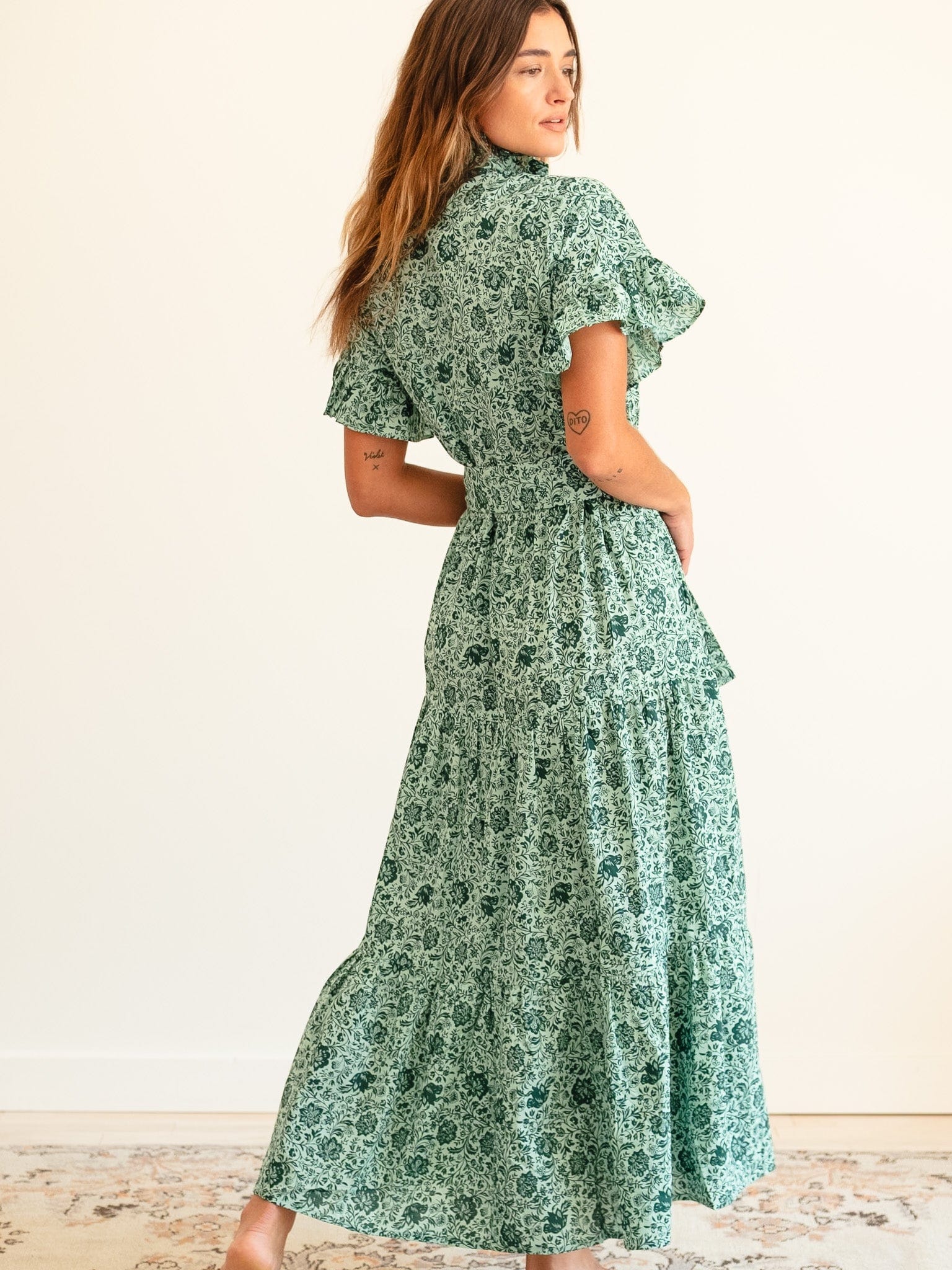 MILLE Clothing Victoria Dress in Jade Floral