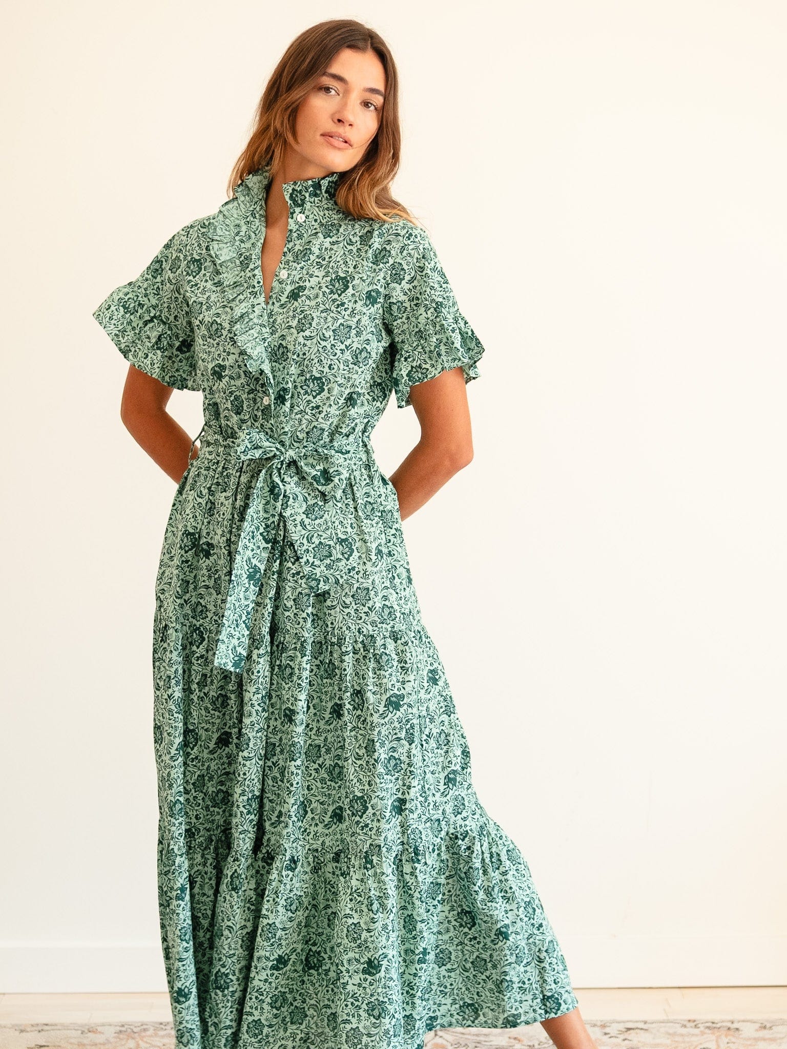 MILLE Clothing Victoria Dress in Jade Floral