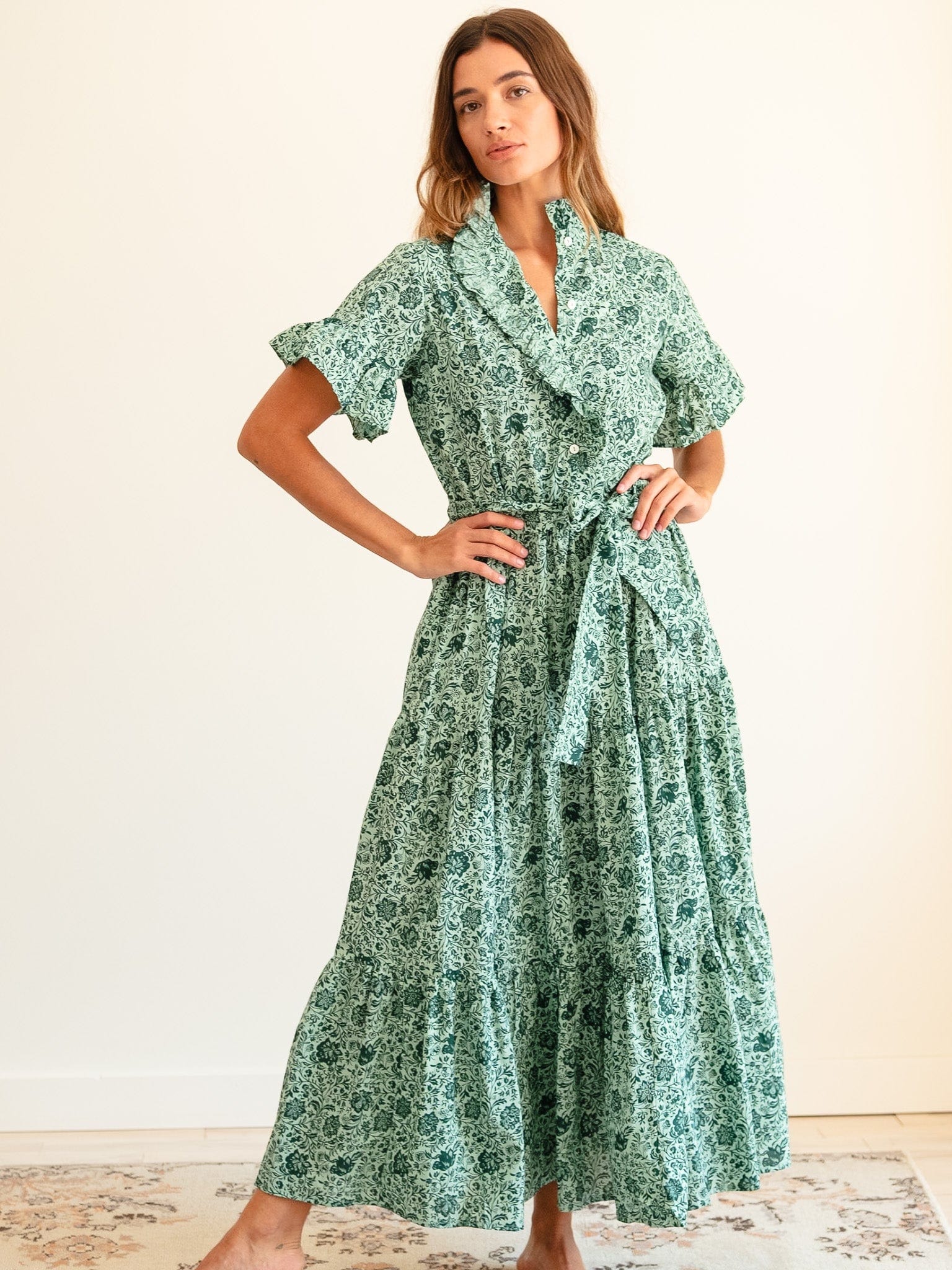 MILLE Clothing Victoria Dress in Jade Floral