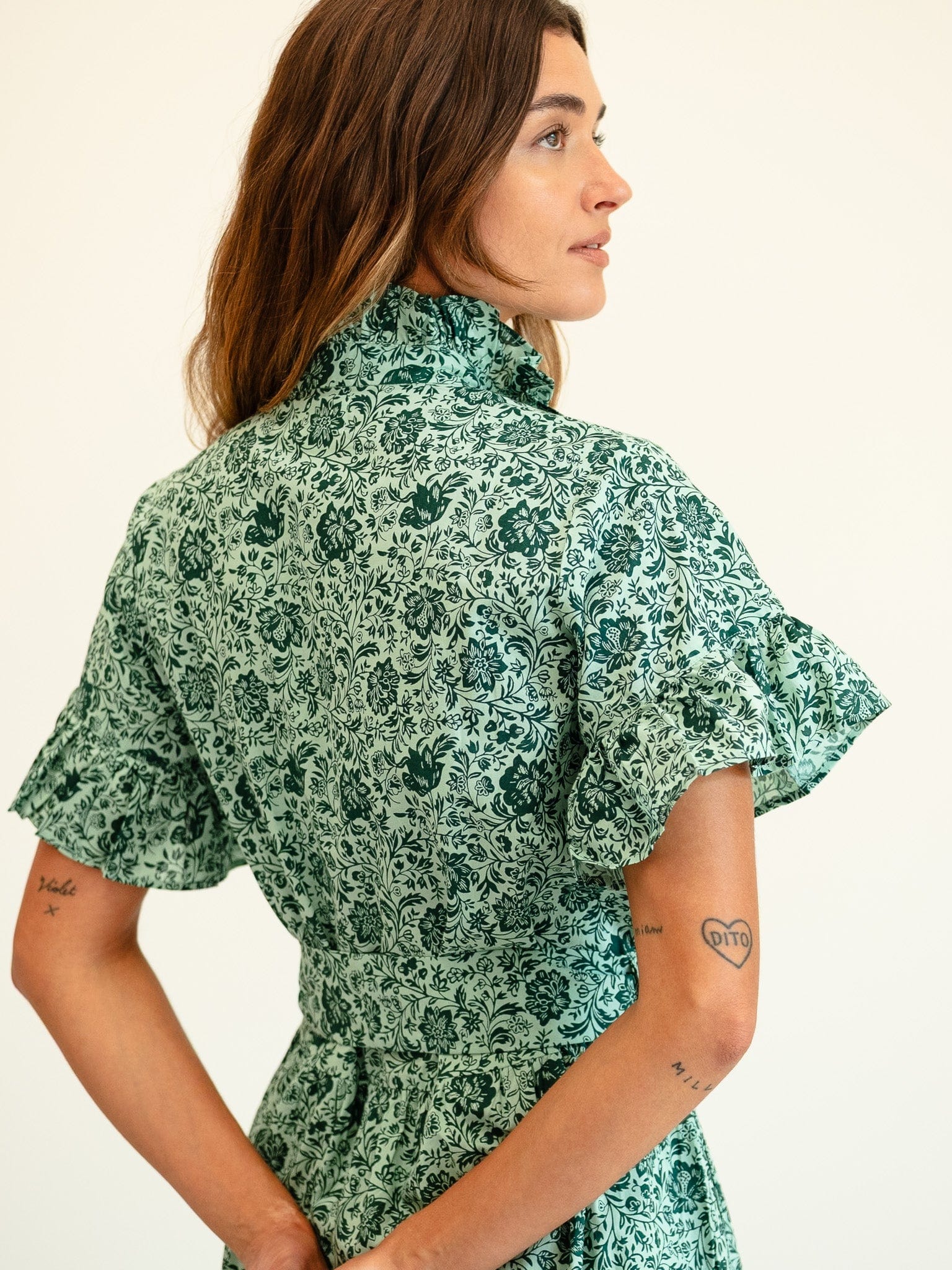 MILLE Clothing Victoria Dress in Jade Floral