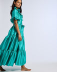 MILLE Clothing Victoria Dress in Jade Taffeta