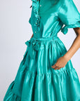 MILLE Clothing Victoria Dress in Jade Taffeta