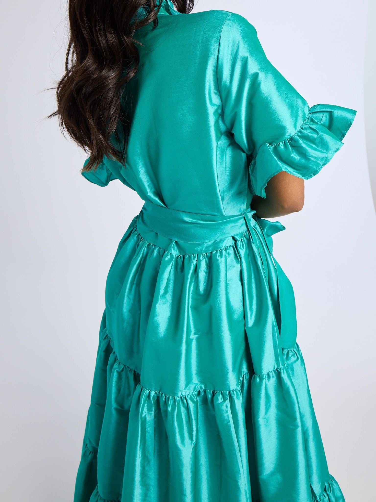 MILLE Clothing Victoria Dress in Jade Taffeta