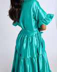 MILLE Clothing Victoria Dress in Jade Taffeta