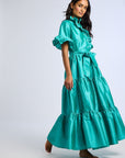 MILLE Clothing Victoria Dress in Jade Taffeta