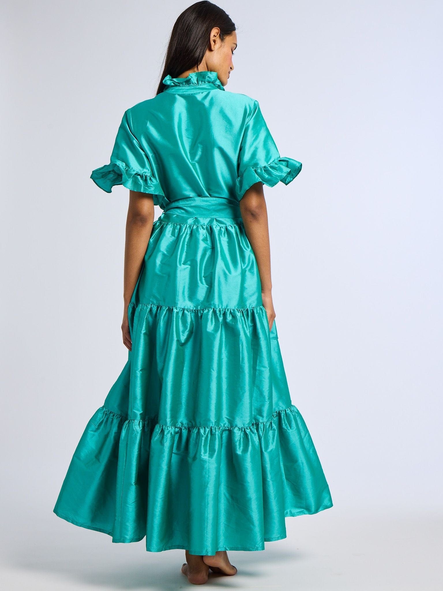 MILLE Clothing Victoria Dress in Jade Taffeta