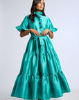 MILLE Clothing Victoria Dress in Jade Taffeta