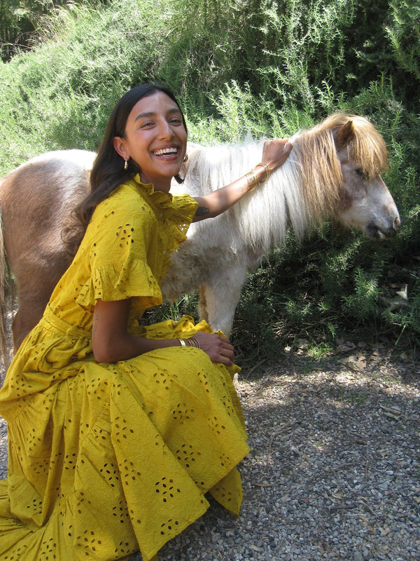 Victoria Dress in Marigold Eyelet — view 9