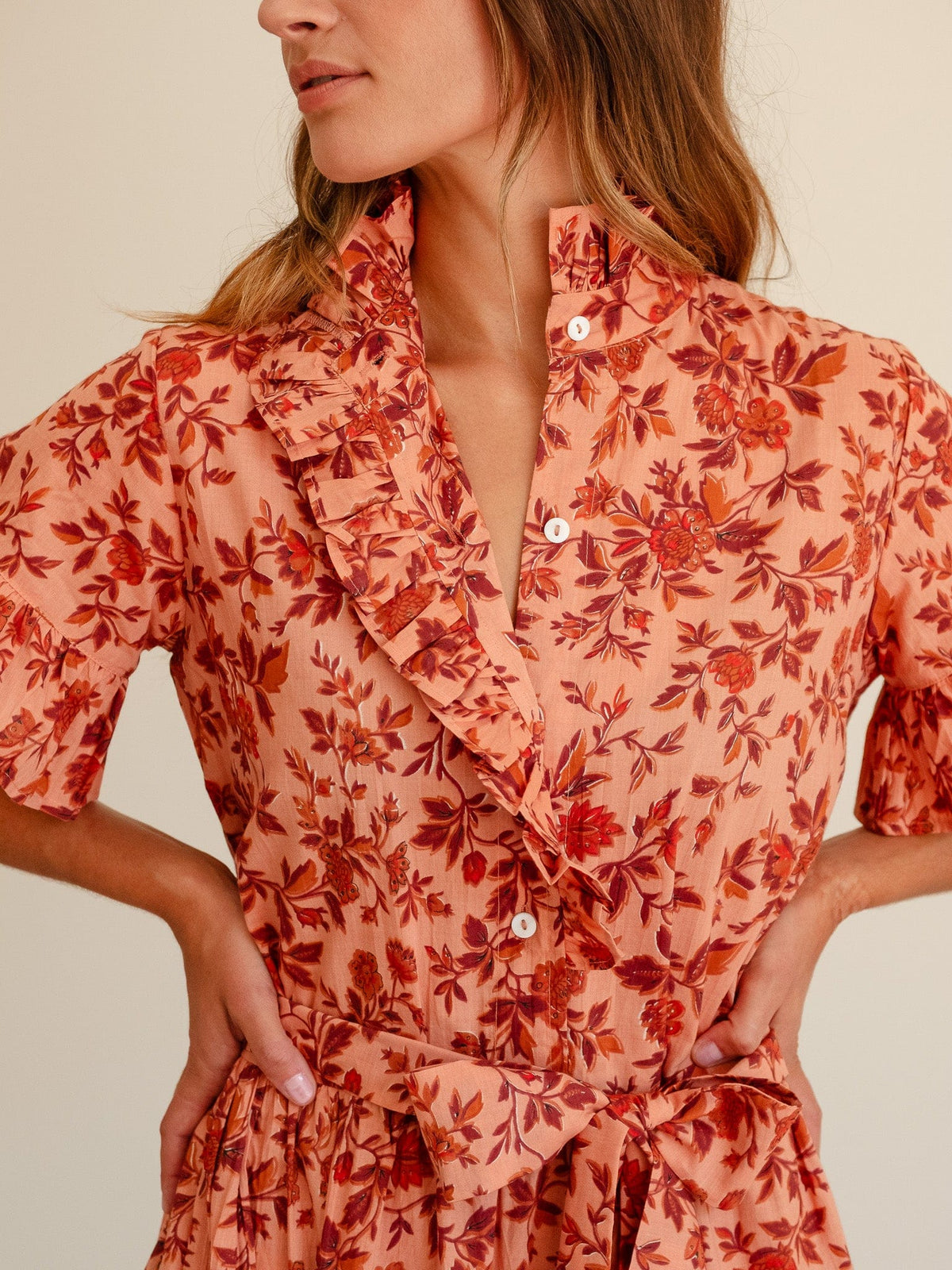 Victoria Dress in Peach Montmartre — The cut