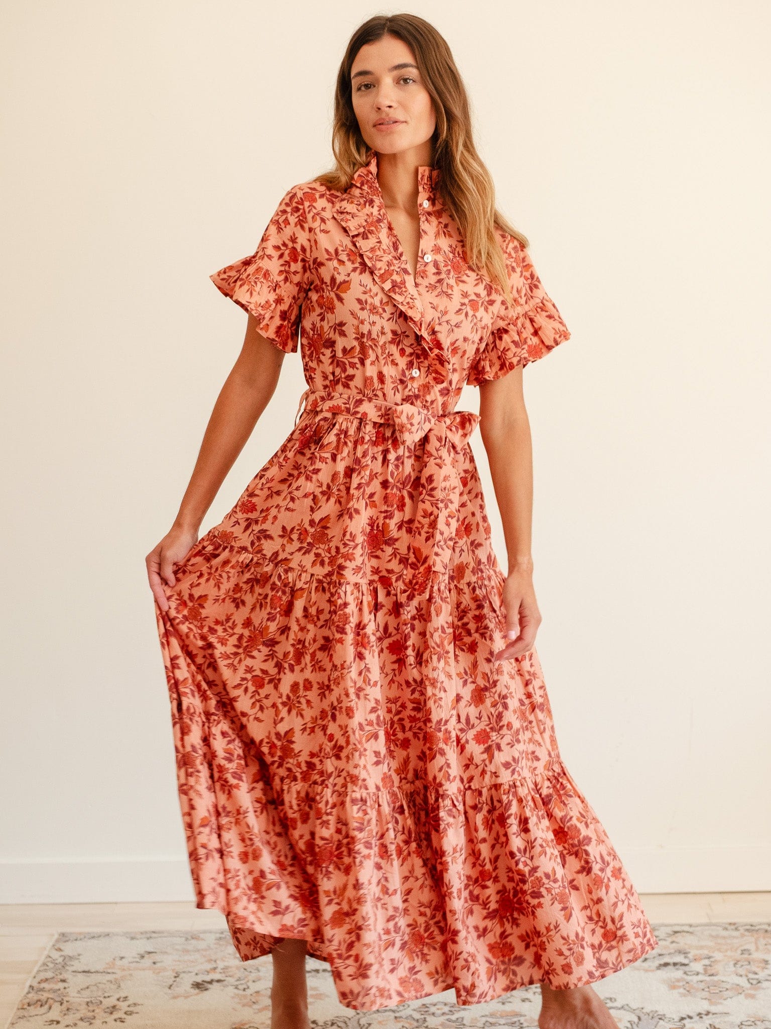 MILLE Clothing Victoria Dress in Peach Montmartre