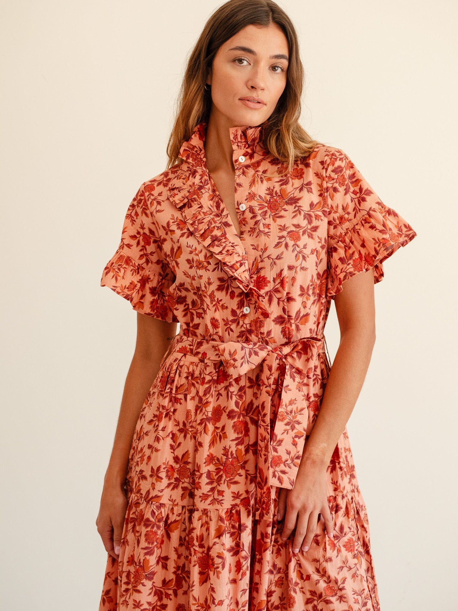 MILLE Clothing Victoria Dress in Peach Montmartre