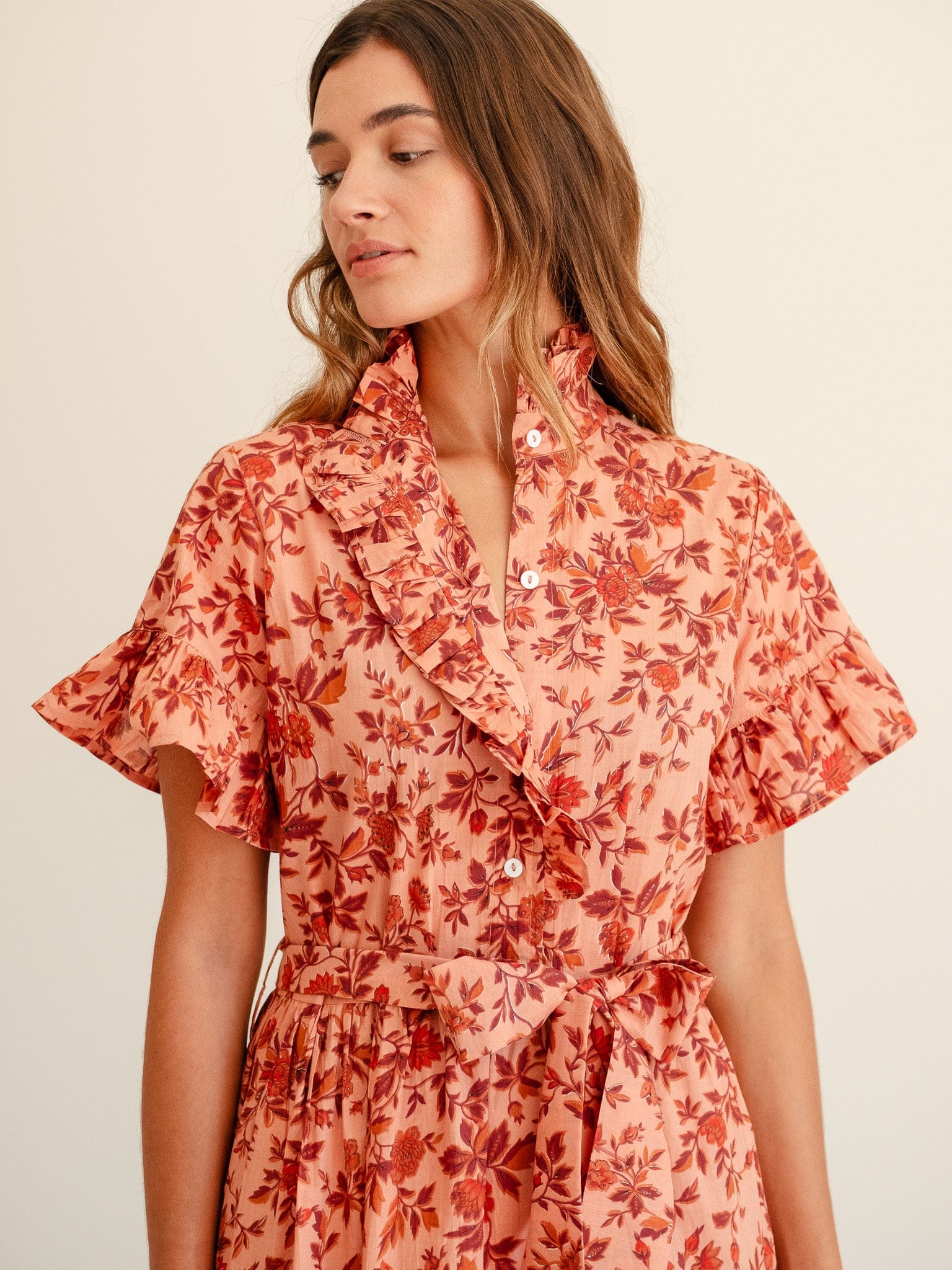 MILLE Clothing Victoria Dress in Peach Montmartre