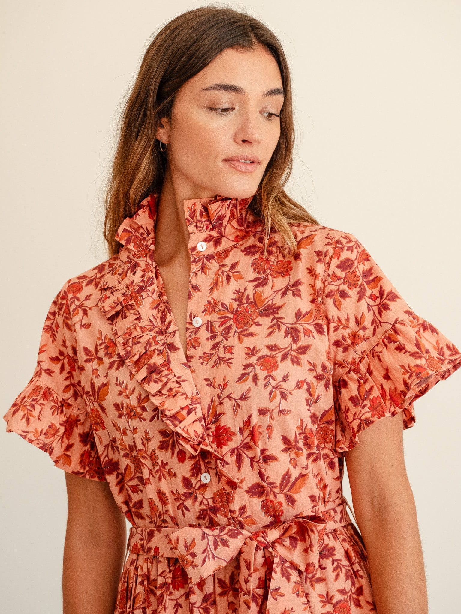 MILLE Clothing Victoria Dress in Peach Montmartre