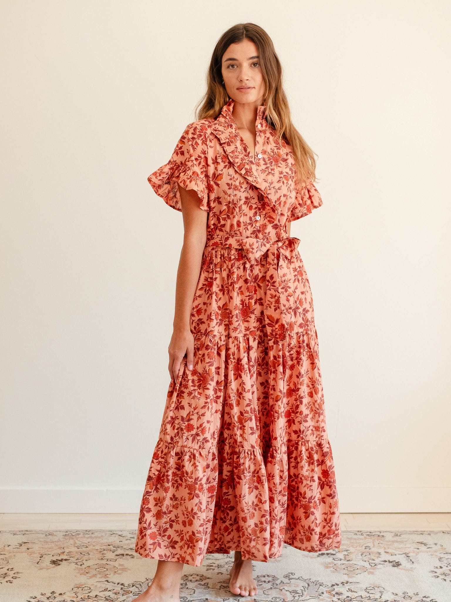 MILLE Clothing Victoria Dress in Peach Montmartre