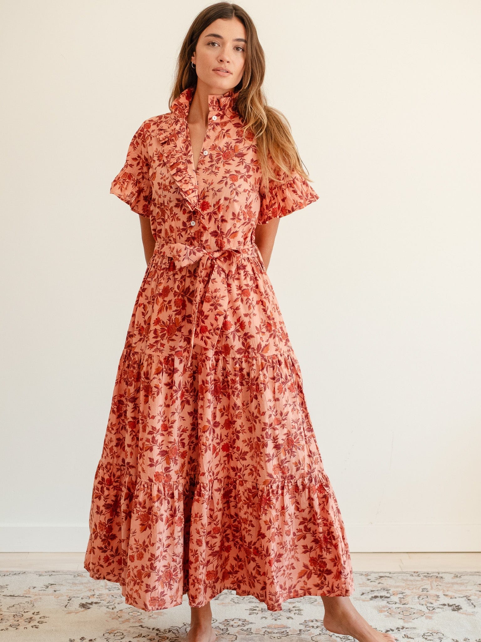 MILLE Clothing Victoria Dress in Peach Montmartre