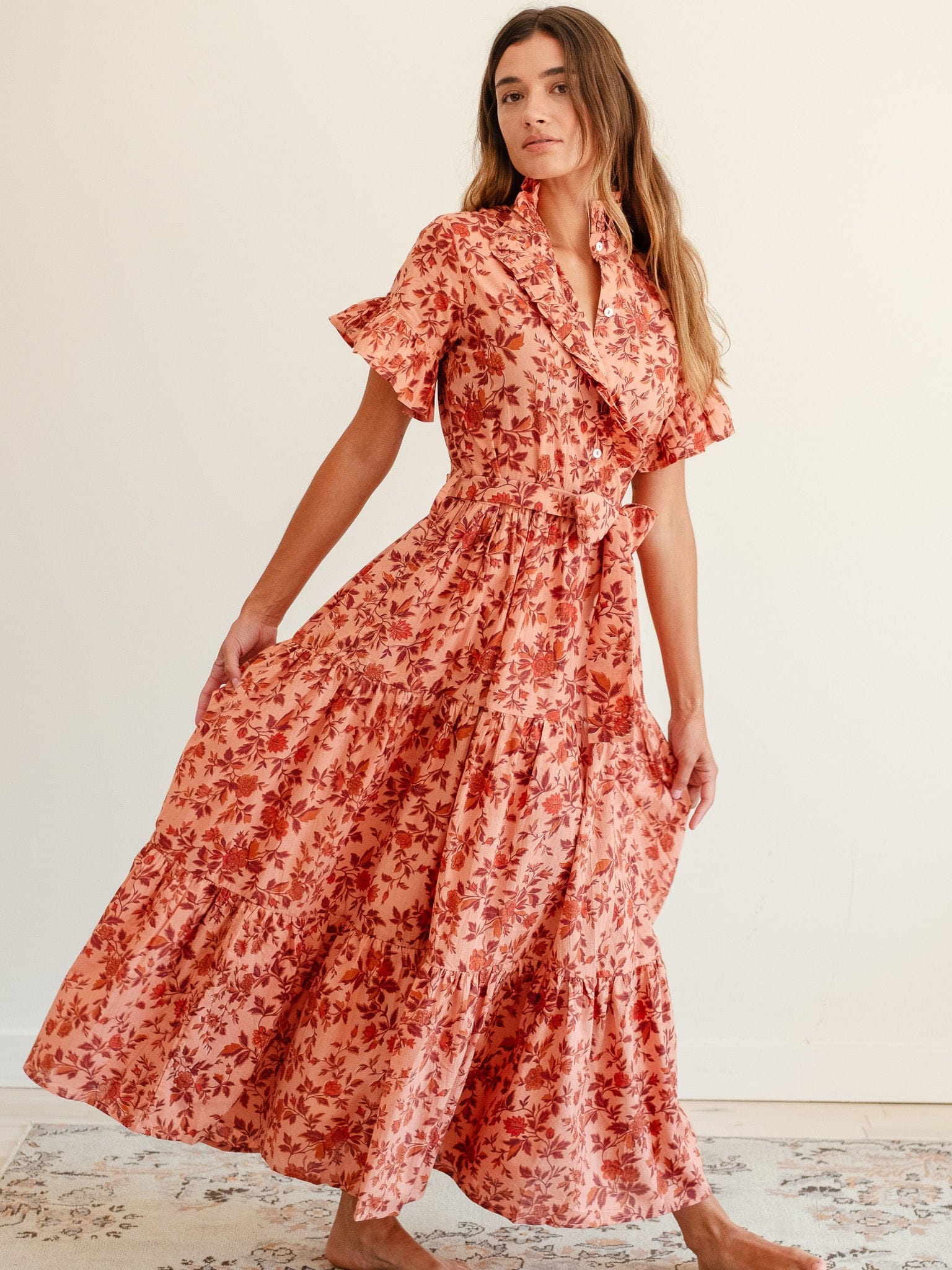 MILLE Clothing Victoria Dress in Peach Montmartre