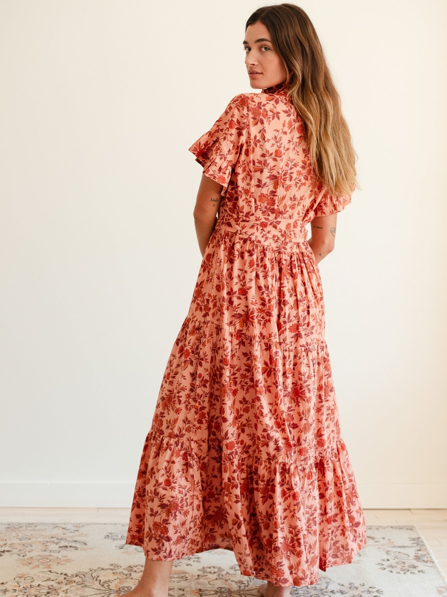 MILLE Clothing Victoria Dress in Peach Montmartre