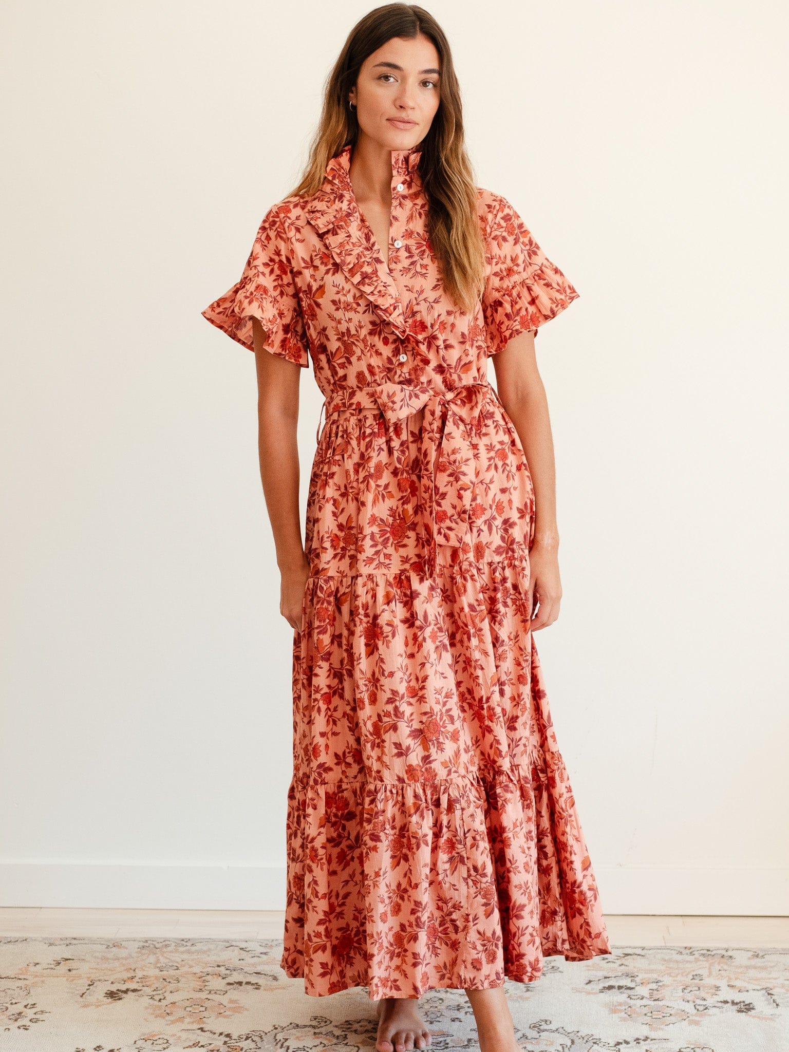 MILLE Clothing Victoria Dress in Peach Montmartre