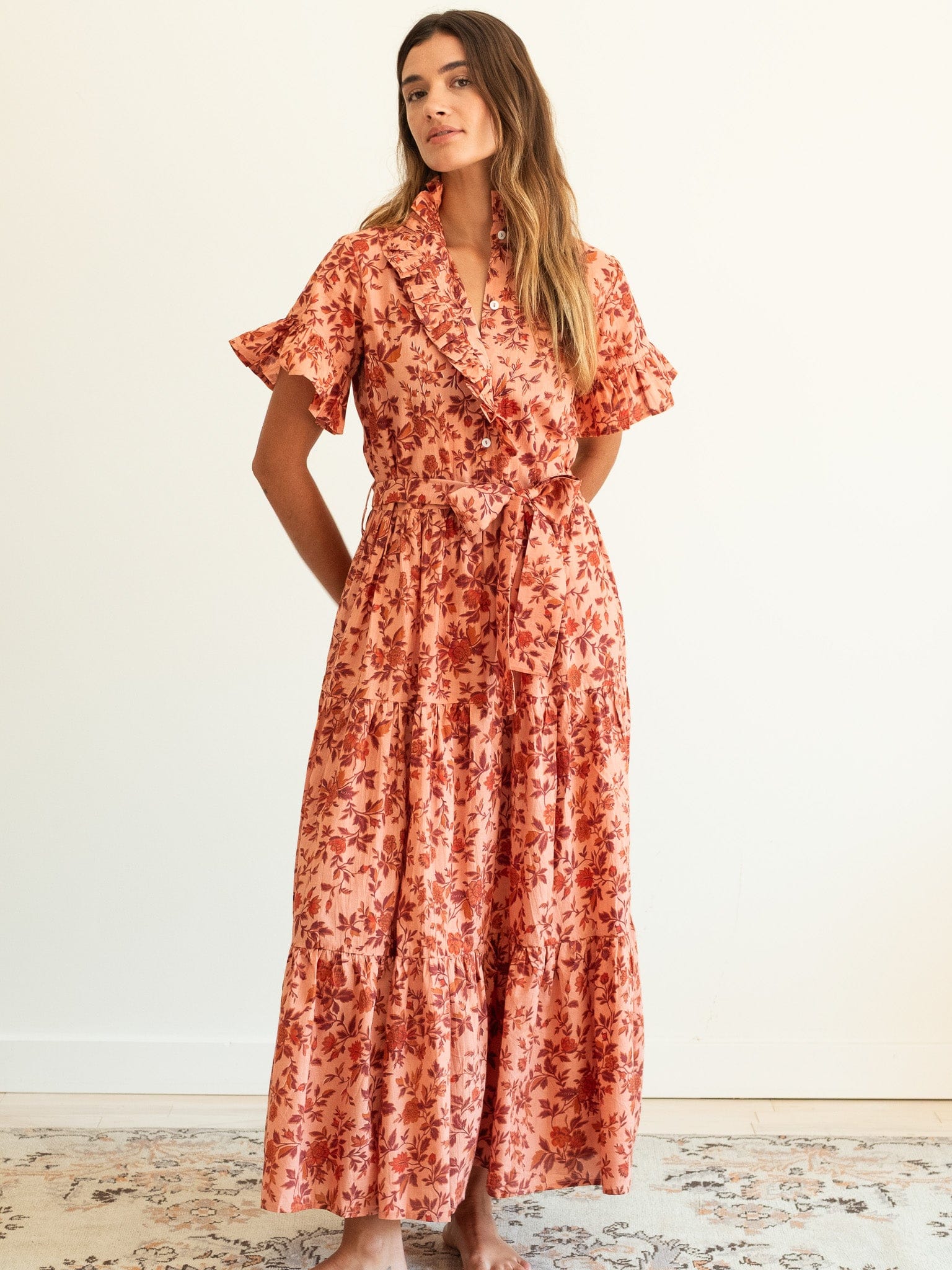 MILLE Clothing Victoria Dress in Peach Montmartre