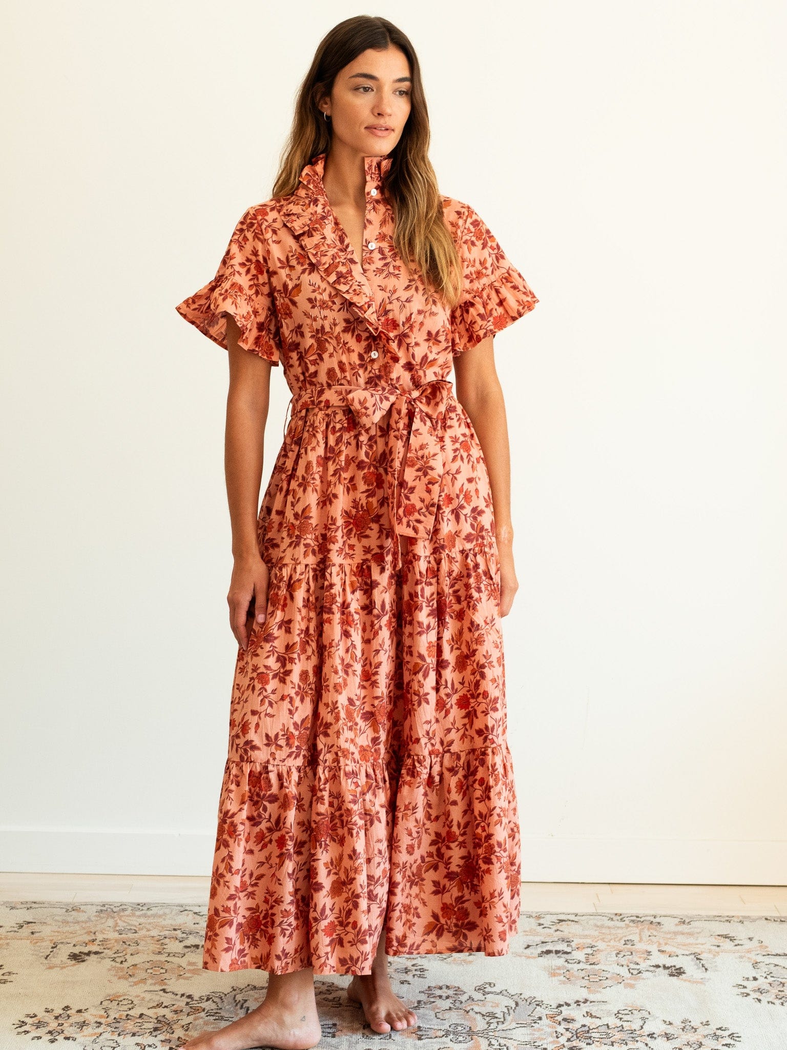 MILLE Clothing Victoria Dress in Peach Montmartre