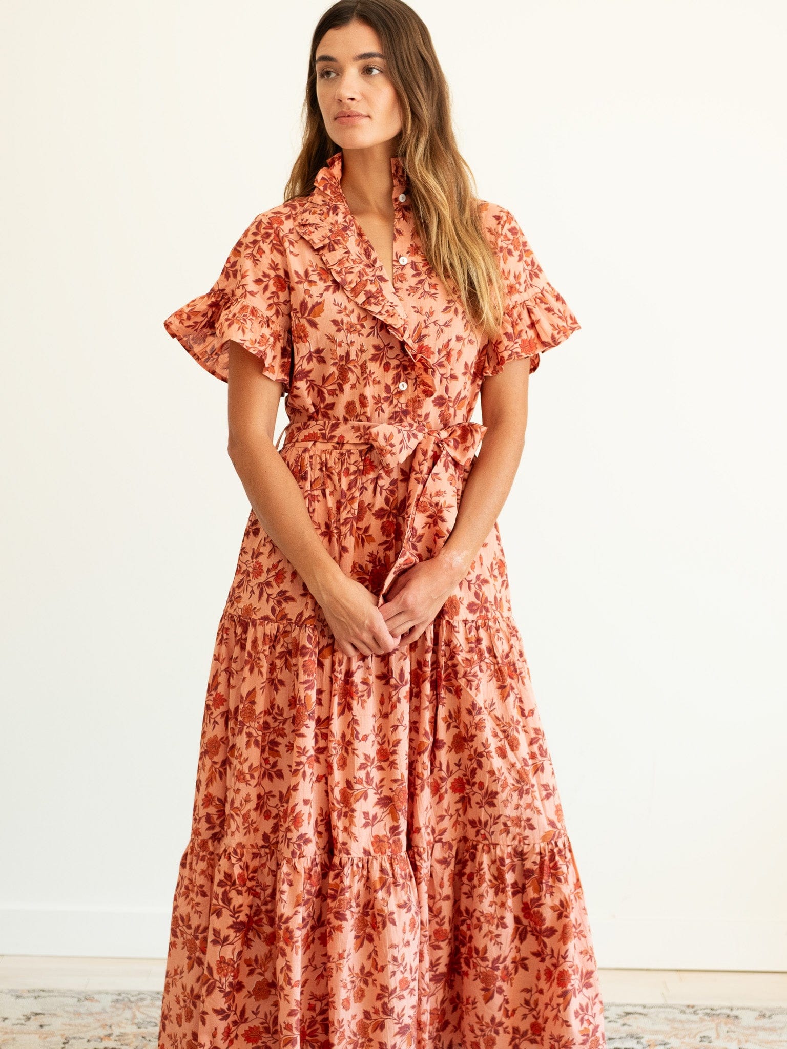 Victoria Dress in Peach Montmartre – MILLE