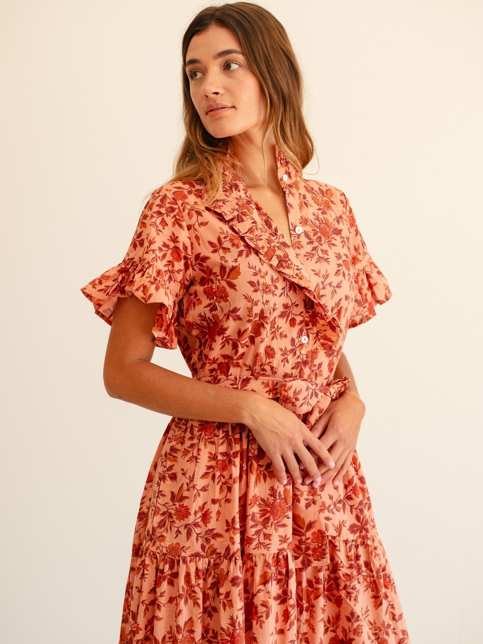 MILLE Clothing Victoria Dress in Peach Montmartre