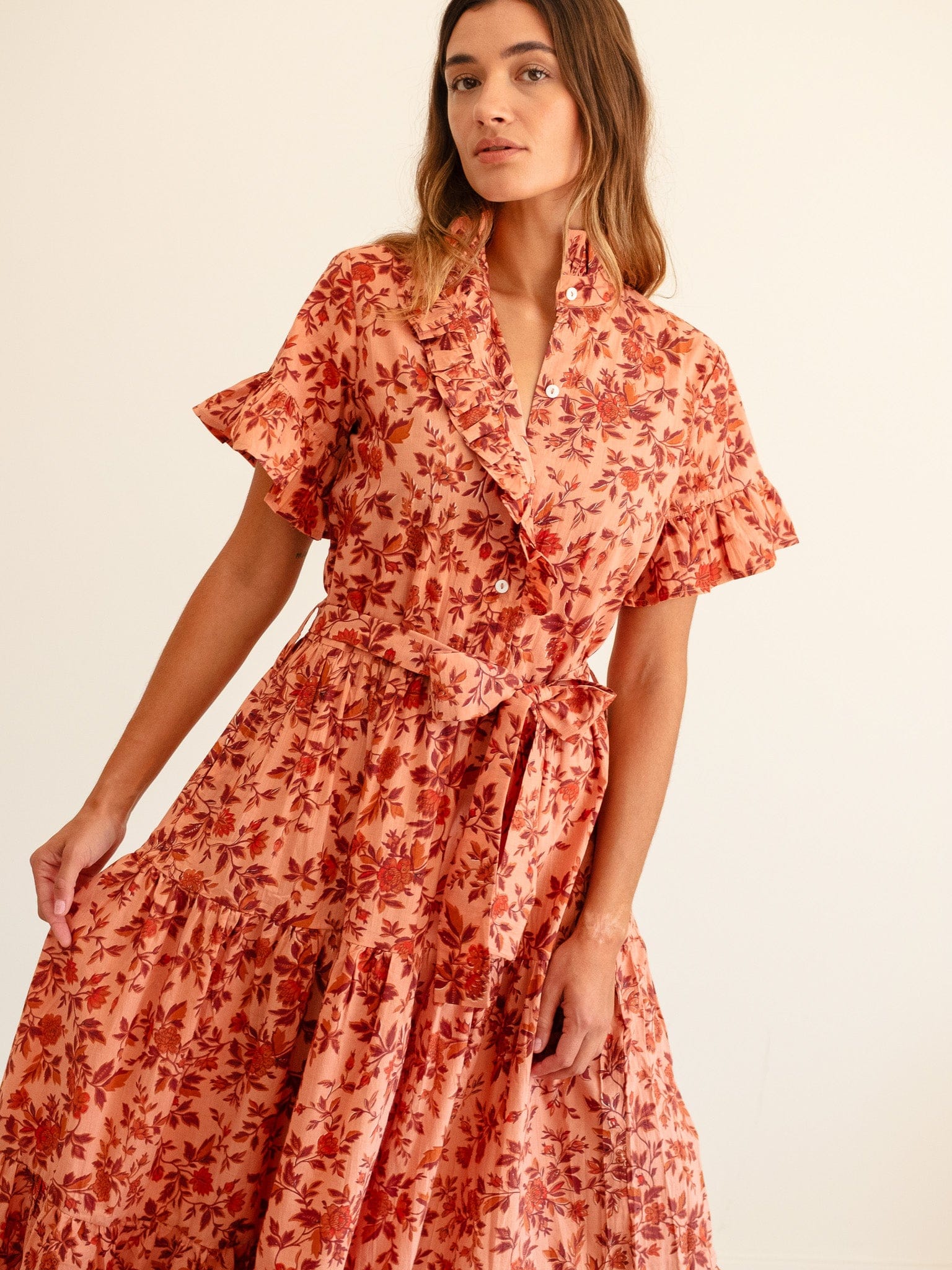 MILLE Clothing Victoria Dress in Peach Montmartre