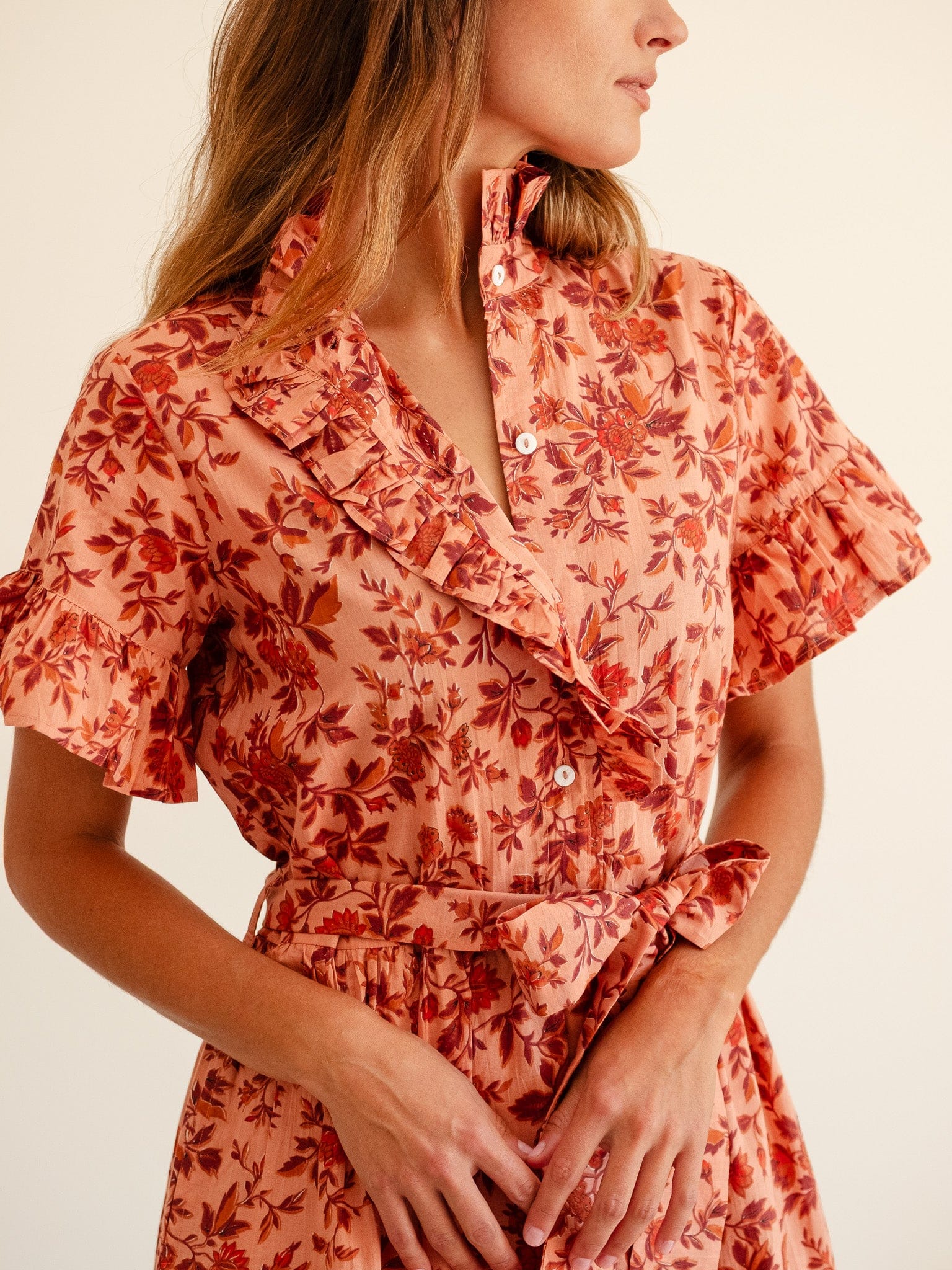 MILLE Clothing Victoria Dress in Peach Montmartre