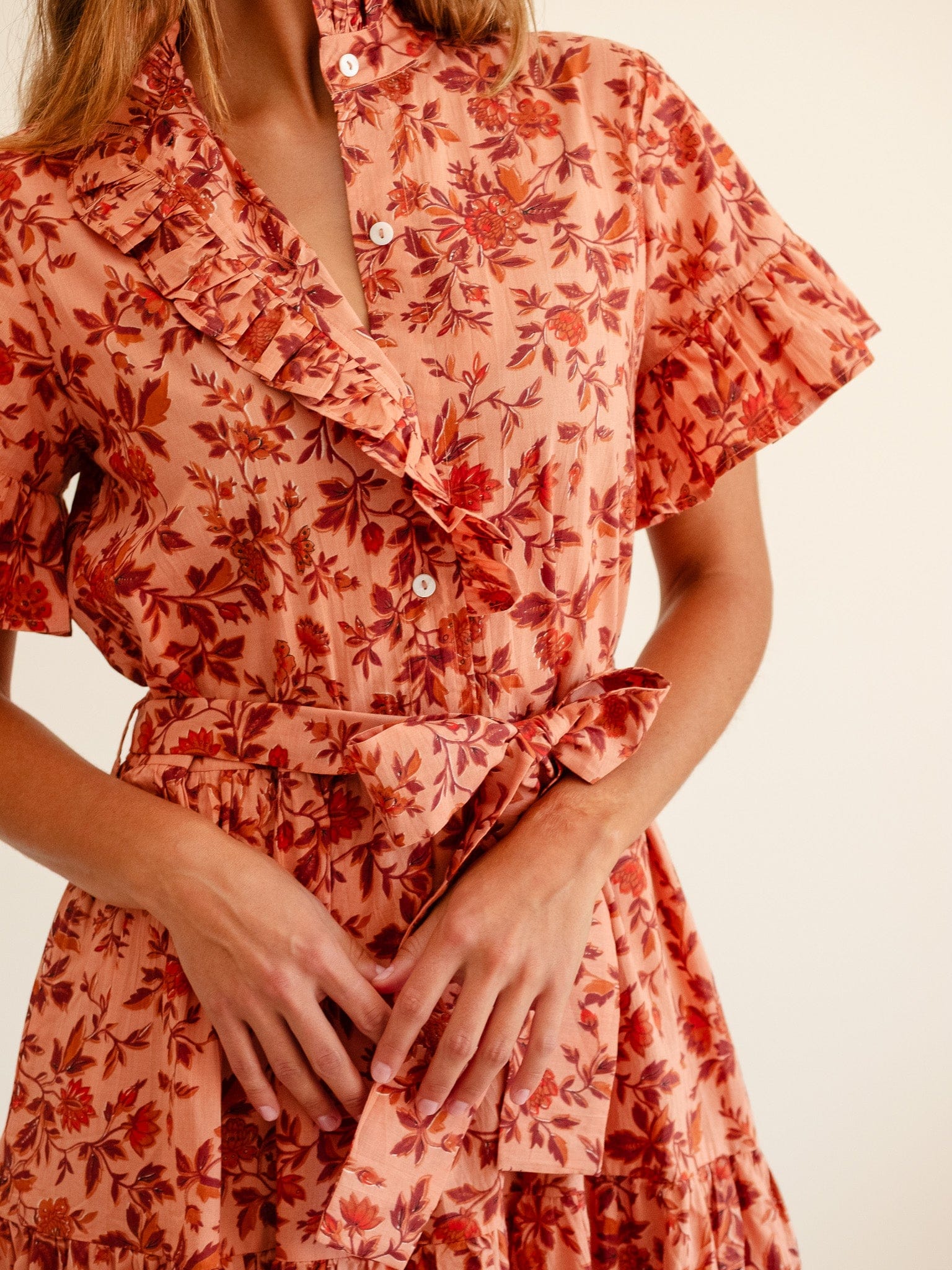 MILLE Clothing Victoria Dress in Peach Montmartre