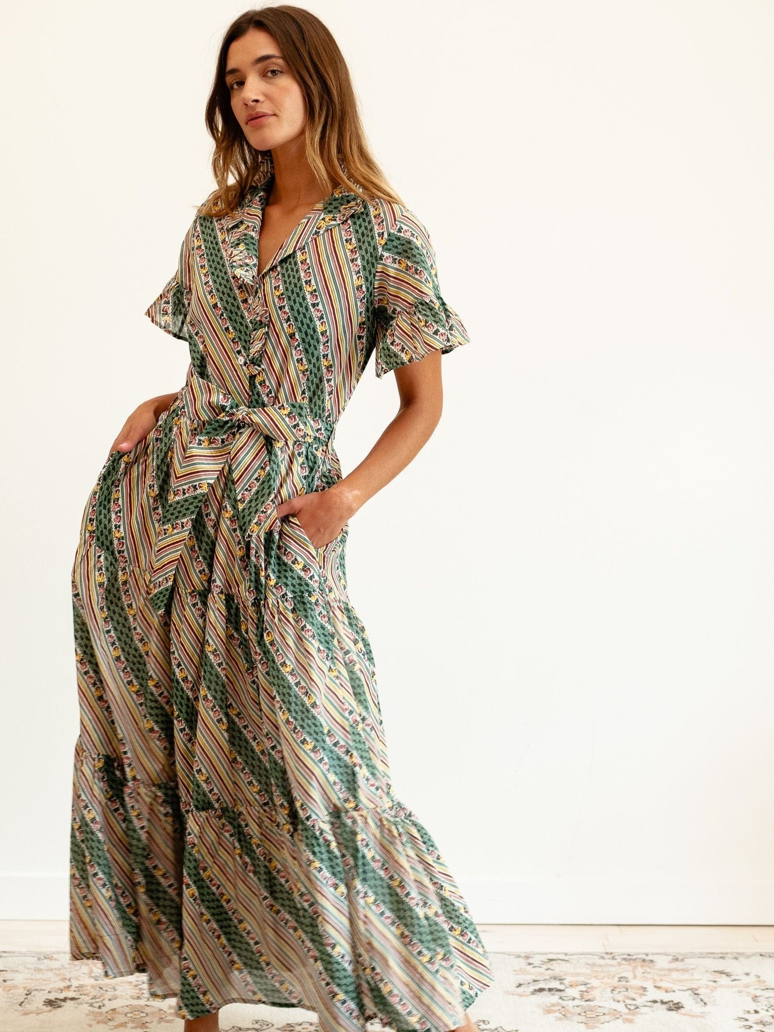 MILLE Clothing Victoria Dress in Rose Stripe