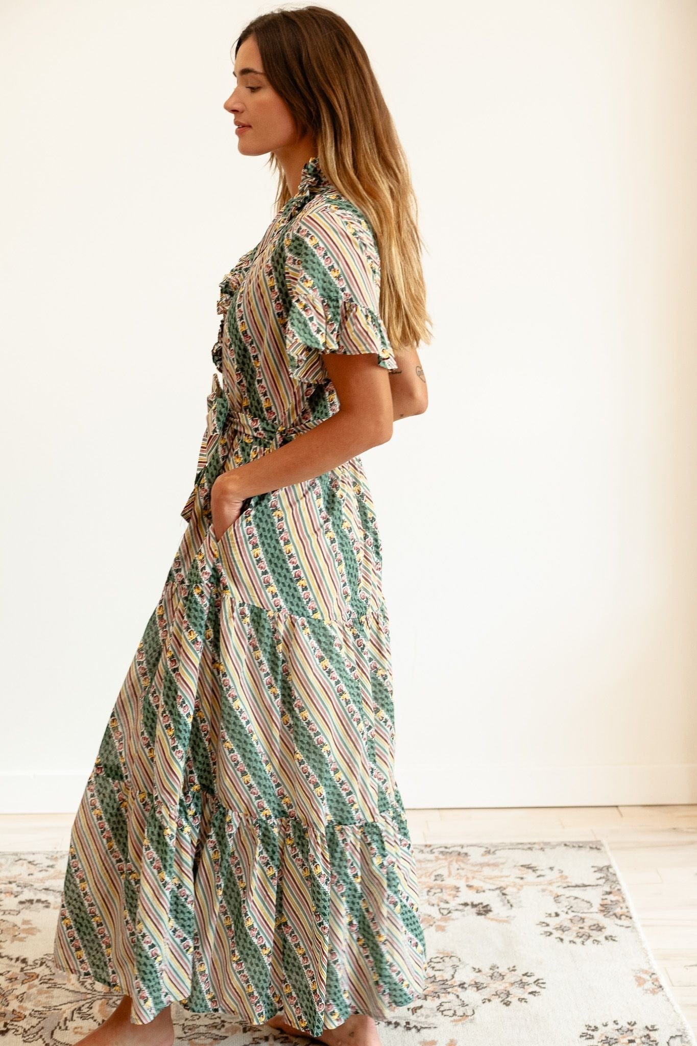 MILLE Clothing Victoria Dress in Rose Stripe