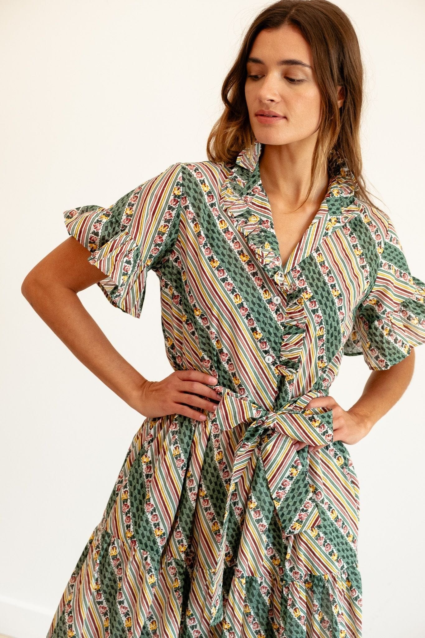 MILLE Clothing Victoria Dress in Rose Stripe