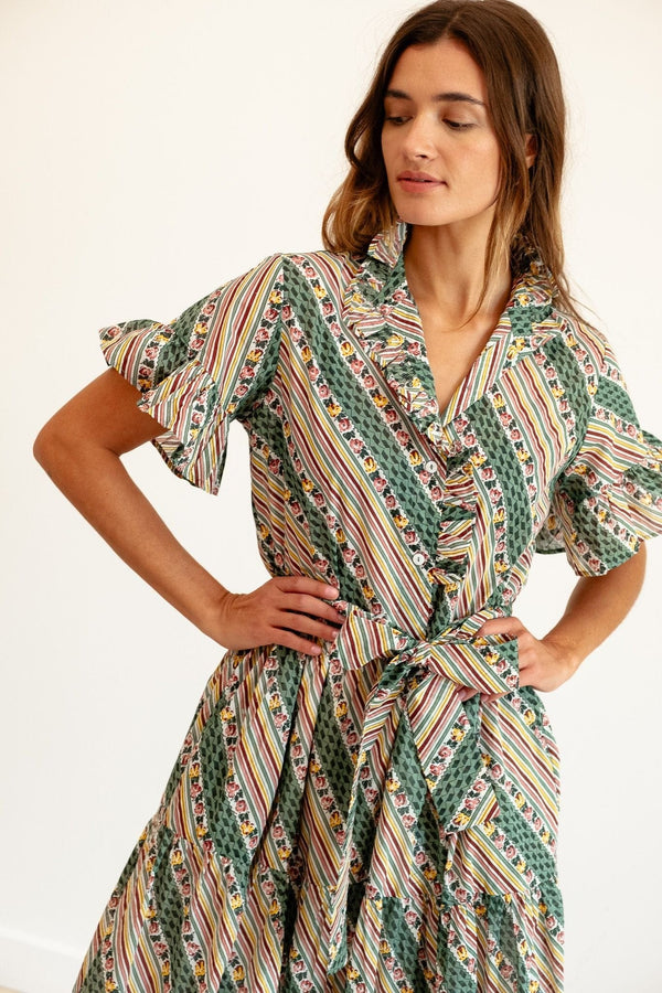 Victoria Dress in Rose Stripe — view 4