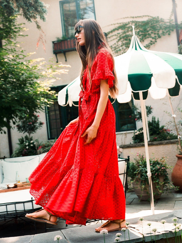 Victoria Dress in Scarlet Eyelet — view 12